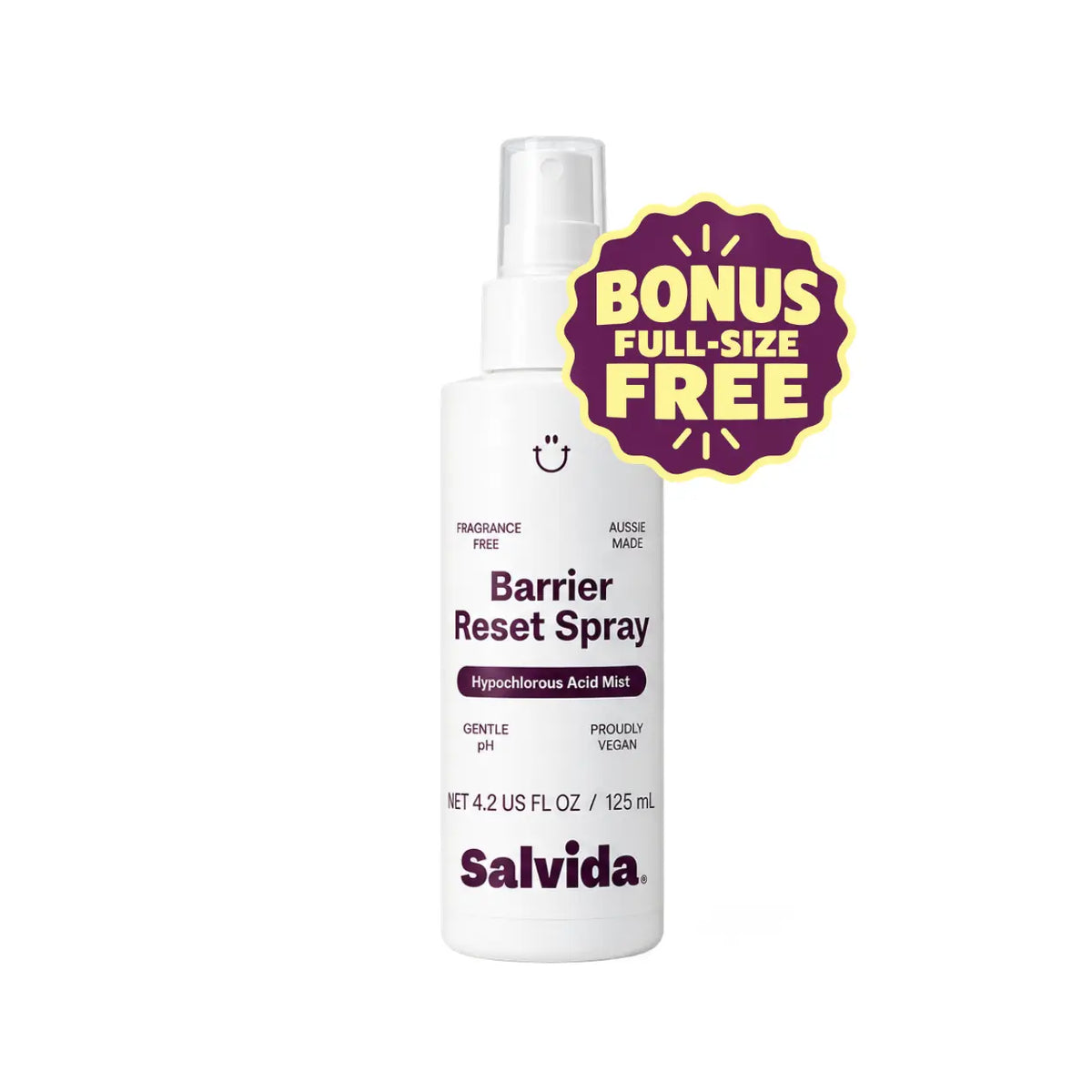 Salvida Barrier Reset Spray bottle with a bonus full-size free badge