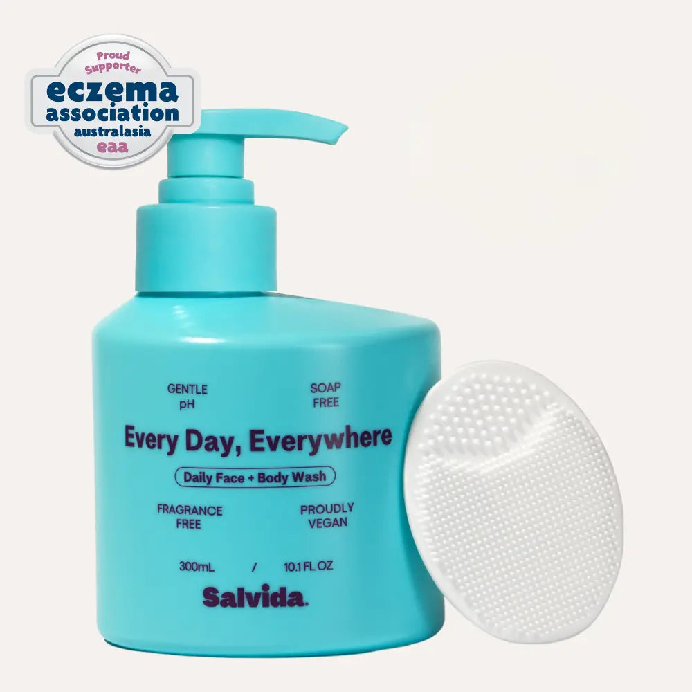 Salvida Best Buds + Suds Bundle with Every Day, Everywhere face + body wash 300mL and the CalmCleanse silicone scrubber