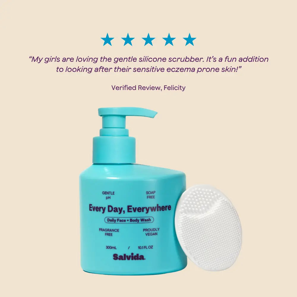 Five-star customer review of the Best Buds + Suds Bundle shown with the wash and scrubber